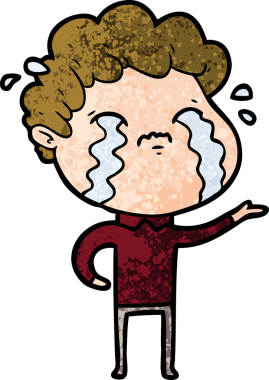 Bir insan tarafından çizilmiş ağlayan çizgi film adamı.