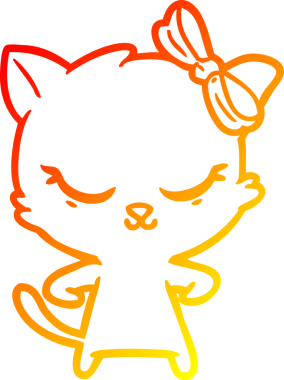 Bir insan tarafından çizilmiş sevimli bir çizgi film kedisinin sıcak çizgi çizimi