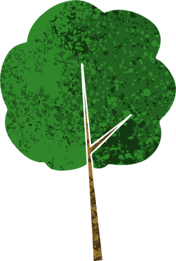 Bir insan tarafından çizilmiş retro illüstrasyon tarzı tuhaf çizgi film ağacı