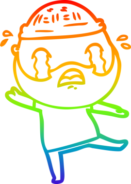 Bir insan tarafından çizilmiş ağlayan sakallı bir adamın çizimi.