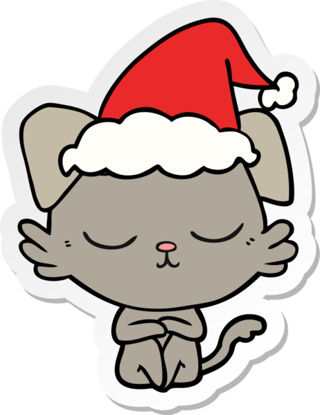 Bir insan tarafından çizilmiş Noel Baba şapkası takan bir köpeğin çizdiği el yazısı.