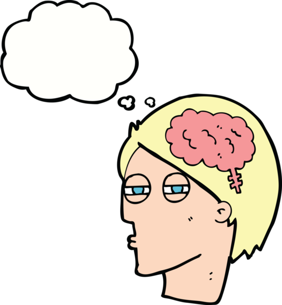 Bir insan tarafından çizilen düşünce baloncuğuyla dikkatlice düşünen bir çizgi film adamı.