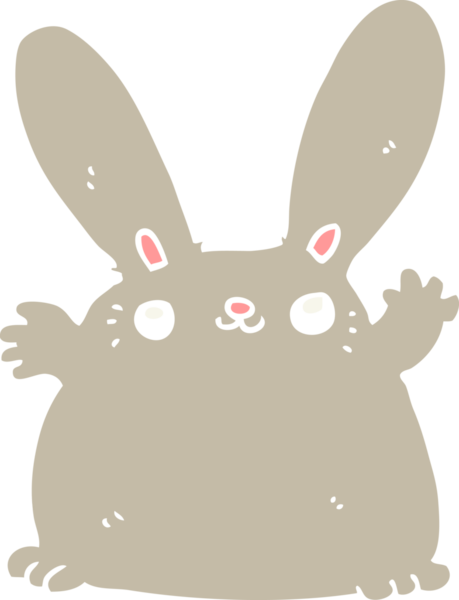 Bir insan tarafından çizilmiş düz renkli çizgi film tavşanı