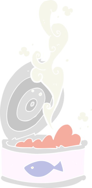 Bir insan tarafından çizilmiş ton balığı konservesinin düz renk çizimi