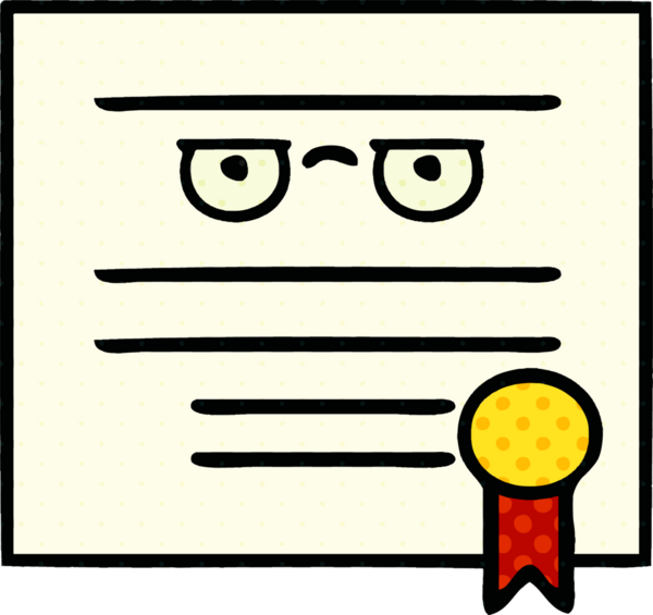 Bir insan tarafından çizilmiş mezuniyet diplomasının çizgi romanı.