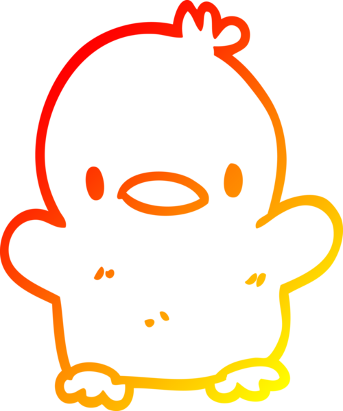 Bir insan tarafından çizilmiş bir bebek ördeğin sıcak çizgi çizimi