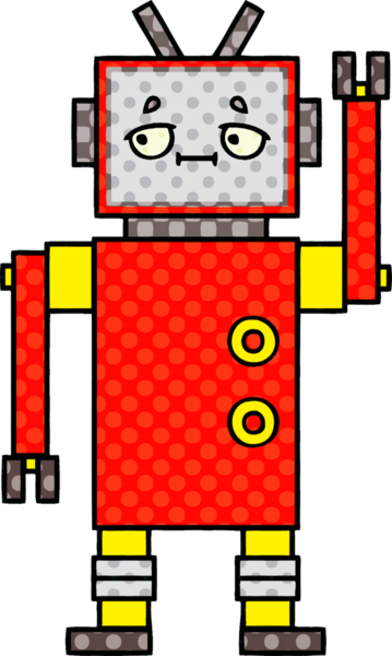 bir insan tarafından çizilmiş bir robotun çizgi roman tarzı