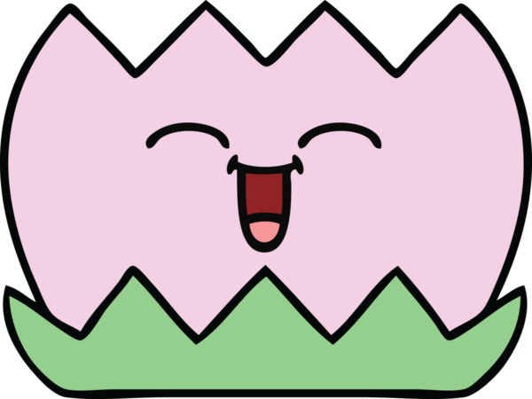 Bir insan tarafından çizilmiş tatlı bir nilüfer çiçeği karikatürü.