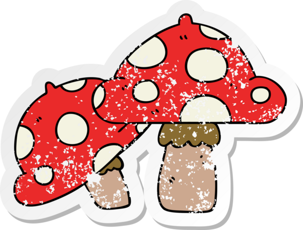 Bir insan tarafından çizilmiş garip bir el mantarının sıkıntılı çıkartması.