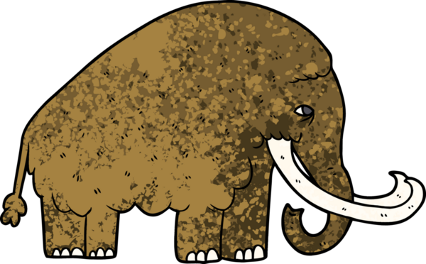 Bir insan tarafından çizilmiş mamut çizgi filmi.