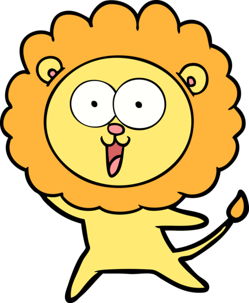 Bir insan tarafından çizilmiş mutlu çizgi film aslanı.
