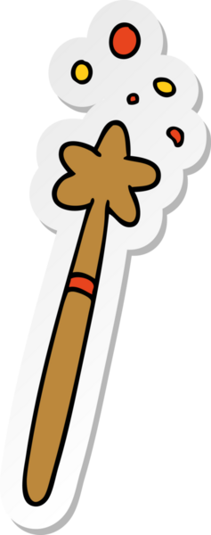 Bir insan tarafından çizilmiş sihirli bir değneğin el çizimi karikatürü.