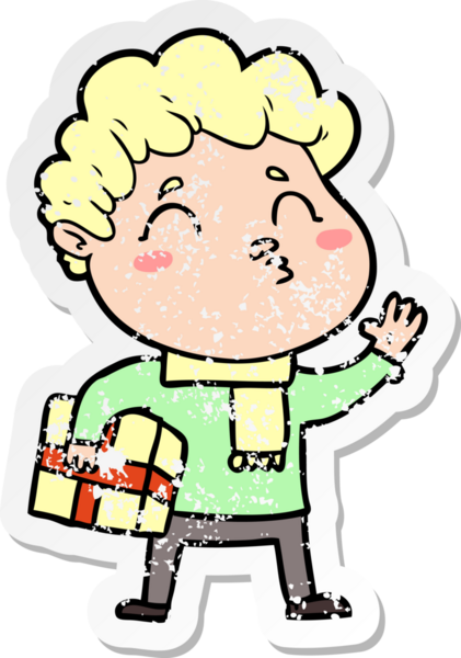 Bir insan tarafından çizilmiş karikatür adamın sıkıntılı çıkartması.