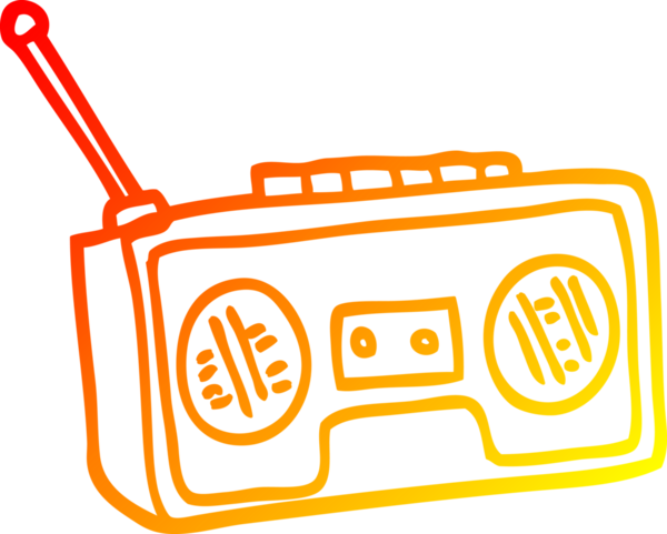 Bir insan tarafından çizilen çizgi film radyocusunun sıcak çizgi çizimi