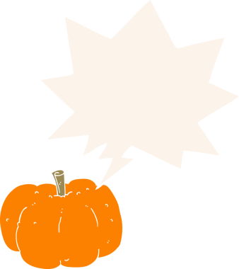 bir insan tarafından çizilmiş, konuşma baloncuklu çizgi film balkabağı.