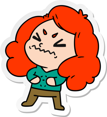 Bir insan tarafından çizilmiş kawai kızının serbest sticker karikatürü.