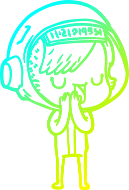 Bir insan tarafından çizilmiş soğuk gradyan çizgili astronot kadın çizimi.