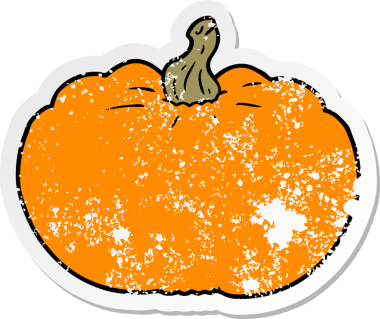 Bir insan tarafından çizilmiş karikatür balkabağı etiketi.