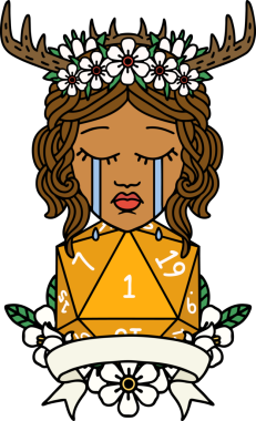 Retro Dövme Tarzı Ağlayan İnsan Druid Bir insan tarafından çizilmiş doğal bir ruloyla