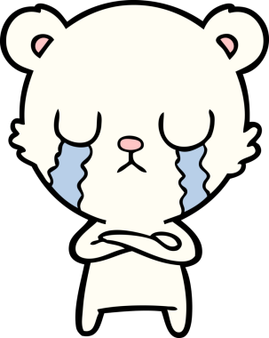 Bir insan tarafından çizilmiş ağlayan kutup ayısı çizgi filmi.