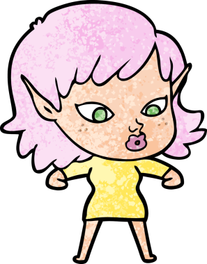 Bir insan tarafından çizilmiş güzel elf kızı.