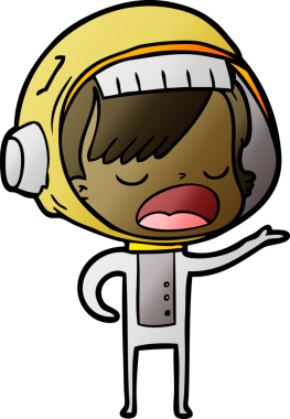 Karikatür astronot kadın bir insan tarafından çizilmiş.