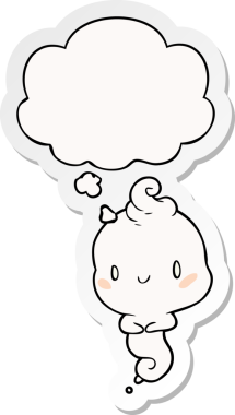 İnsan tarafından çizilmiş bir çıkartma olarak düşünce baloncuğu olan çizgi film hayaleti.