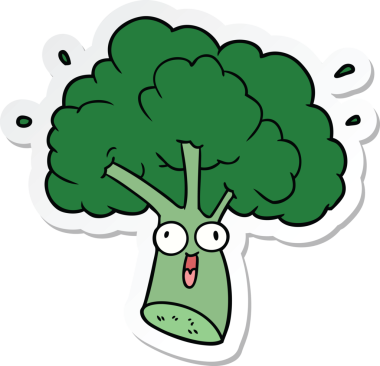 Bir insan tarafından çizilmiş karikatür brokoli çıkartması.