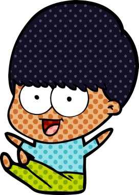 Bir insan tarafından çizilmiş mutlu çizgi film çocuğu.