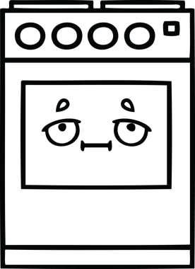 Bir insan tarafından çizilmiş bir mutfak fırınının çizgi çizimi