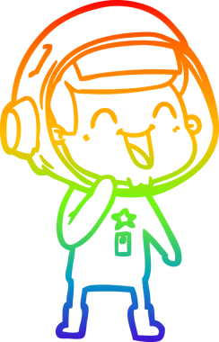 gökkuşağı gradyan çizimi mutlu bir çizgi astronot çizimi bir insan tarafından çizildi