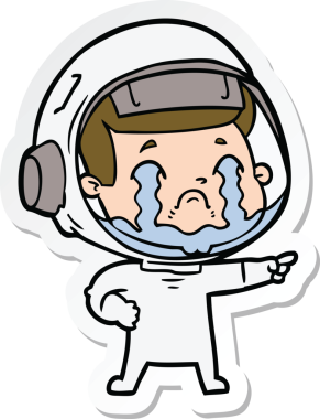 Bir insan tarafından çizilmiş ağlayan bir astronotun çıkartması.