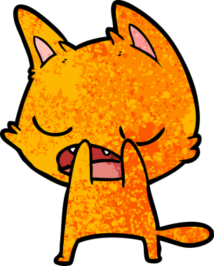 Bir insan tarafından çizilmiş konuşan kedi çizgi filmi.