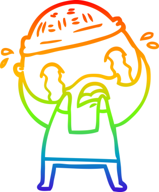 Bir insan tarafından çizilmiş ağlayan sakallı bir adamın çizimi.