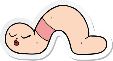Bir insan tarafından çizilmiş bir karikatür solucanı çıkartması.