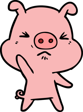 Bir insan tarafından çizilmiş kızgın domuz çizgi filmi.