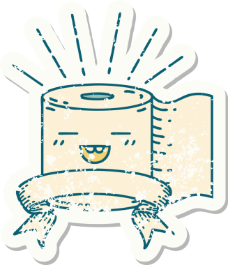 Bir insan tarafından çizilmiş eski bir dövme stili tuvalet kağıdı çıkartması.