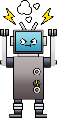 Bir insan tarafından çizilmiş bir robotun gölgelenmiş çizimi