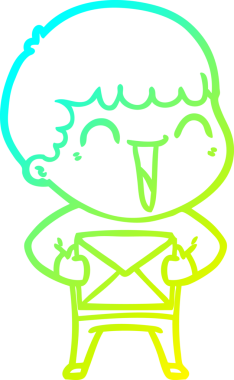 Bir insan tarafından çizilmiş mutlu bir adamın soğuk çizgi çizimi.