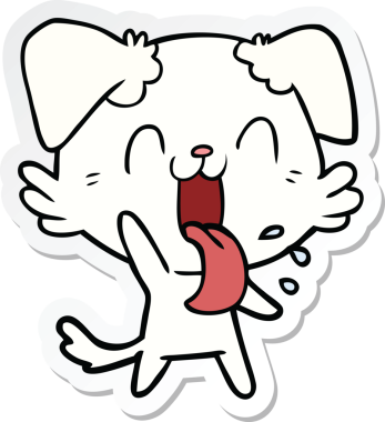 Bir insan tarafından çizilmiş nefes nefese kalmış bir köpeğin çıkartması.