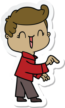 Bir insan tarafından çizilmiş, gülen çocuğun çıkartması.