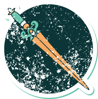 Bir insan tarafından çizilmiş bir hançerin sembolik dövmeli görüntüsü