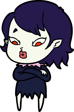 Bir insan tarafından çizilmiş şirin vampir kız çizgi filmi.