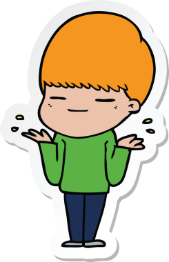 Bir insan tarafından çizilmiş kendini beğenmiş bir çocuğun çıkartması.