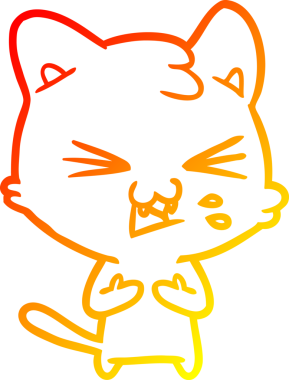 Bir insan tarafından çizilmiş çizgi film kedisinin sıcak çizgi çizimi