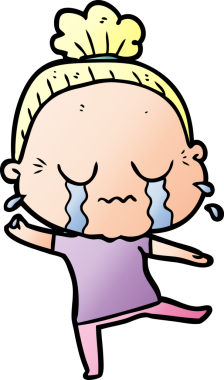 Bir insan tarafından çizilmiş ağlayan yaşlı kadın çizgi filmi.