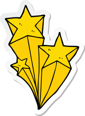 Bir insan tarafından çizilmiş yıldız kayan bir çizgi film çıkartması.