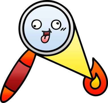 Bir insan tarafından çizilmiş bir büyüteçin gölgelenmiş karikatürü