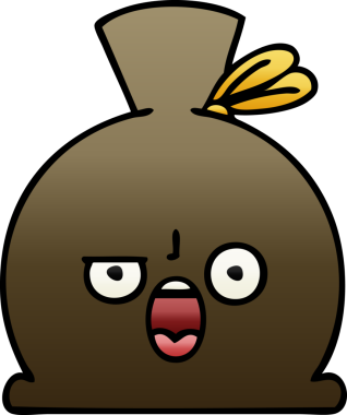 Bir insan tarafından çizilmiş bir çuvalın gölgeli çizgi filmi.