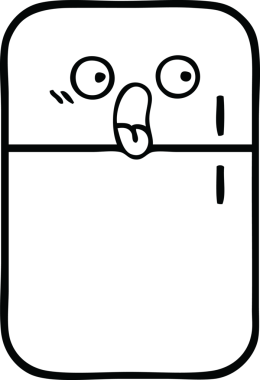 Bir insan tarafından çizilmiş bir buzdolabı karikatürü.